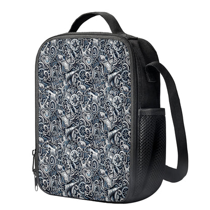 Abstract Nautical Anchor Pattern Print Crossbody Lunch Bag