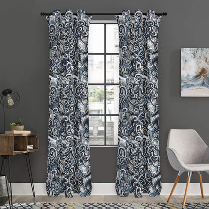 Abstract Nautical Anchor Pattern Print Curtain