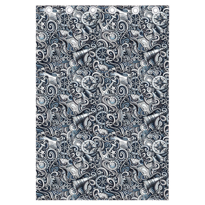 Abstract Nautical Anchor Pattern Print Curtain