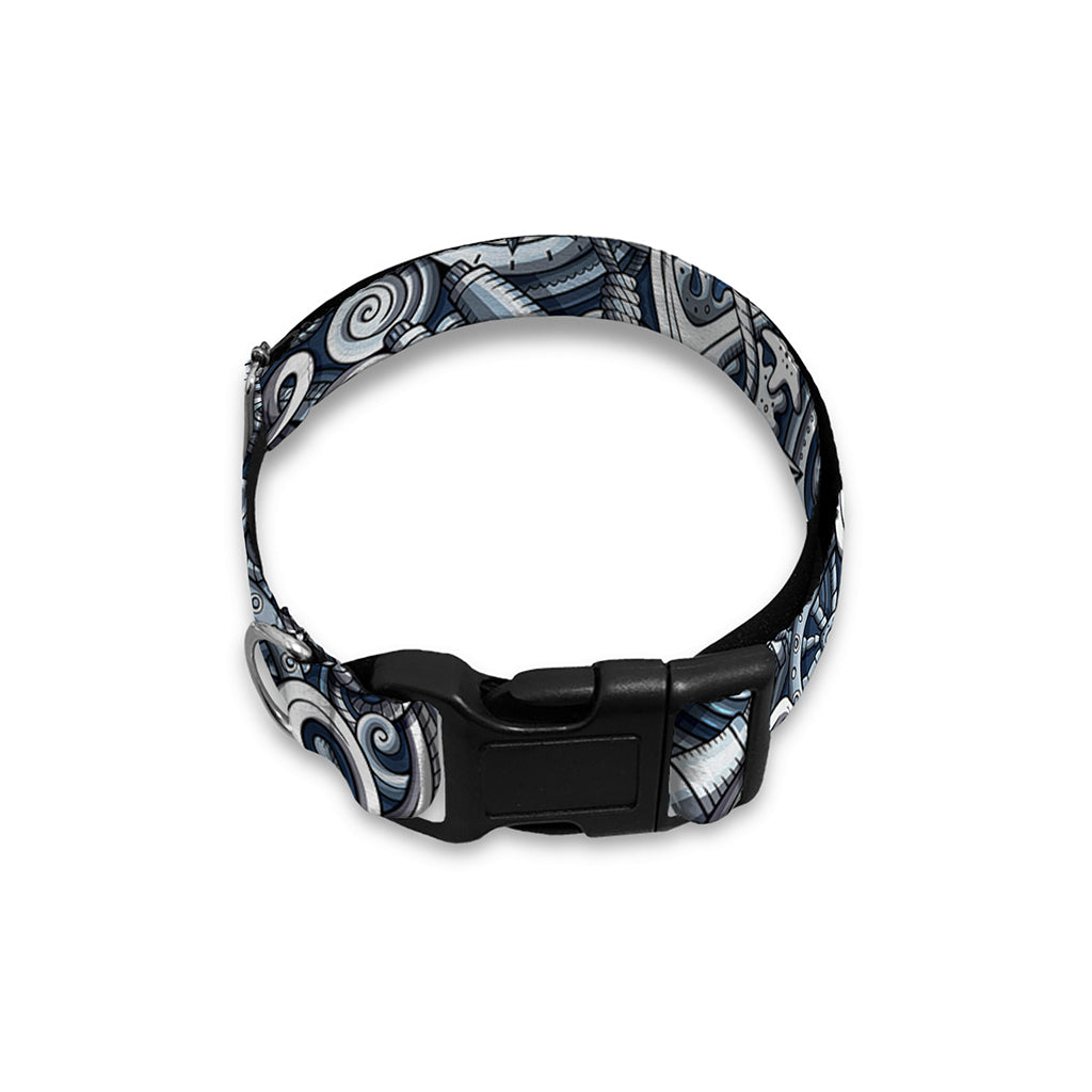 Abstract Nautical Anchor Pattern Print Dog Collar