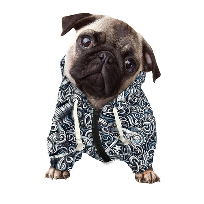 Abstract Nautical Anchor Pattern Print Dog Zip Up Hoodie