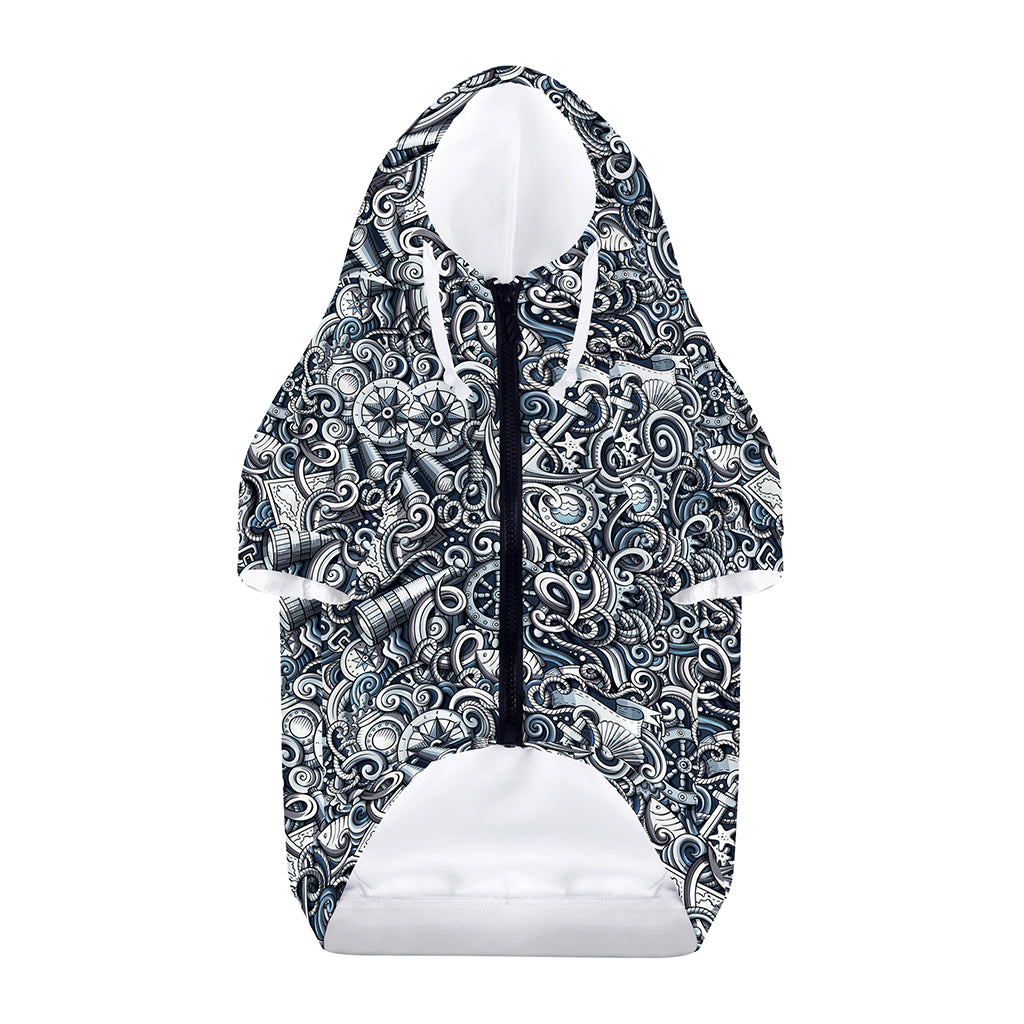 Abstract Nautical Anchor Pattern Print Dog Zip Up Hoodie