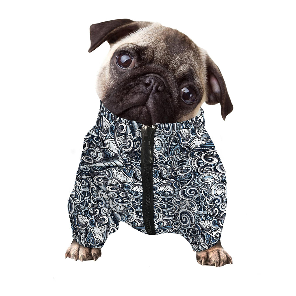 Abstract Nautical Anchor Pattern Print Dog Zip Up Jacket