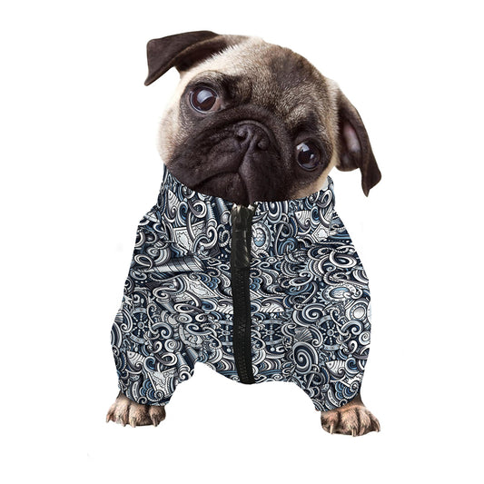 Abstract Nautical Anchor Pattern Print Dog Zip Up Jacket