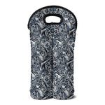 Abstract Nautical Anchor Pattern Print Double Neoprene Wine Tote