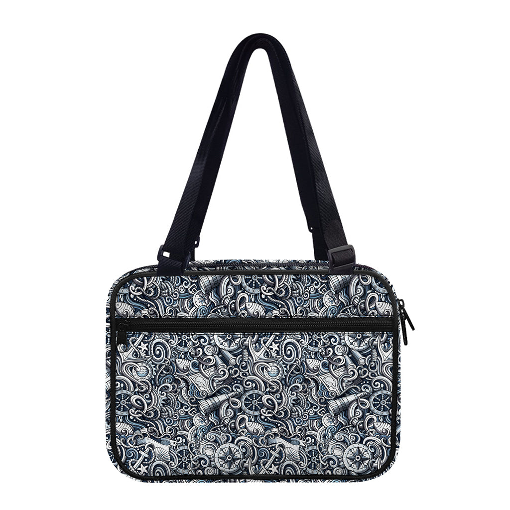 Abstract Nautical Anchor Pattern Print Double Strap Bible Bag