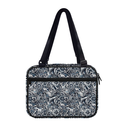 Abstract Nautical Anchor Pattern Print Double Strap Bible Bag