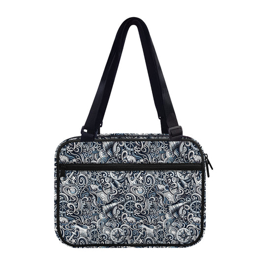 Abstract Nautical Anchor Pattern Print Double Strap Bible Bag