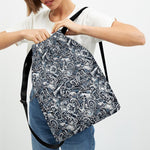 Abstract Nautical Anchor Pattern Print Drawstring Backpack