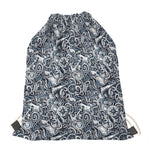 Abstract Nautical Anchor Pattern Print Drawstring Bag