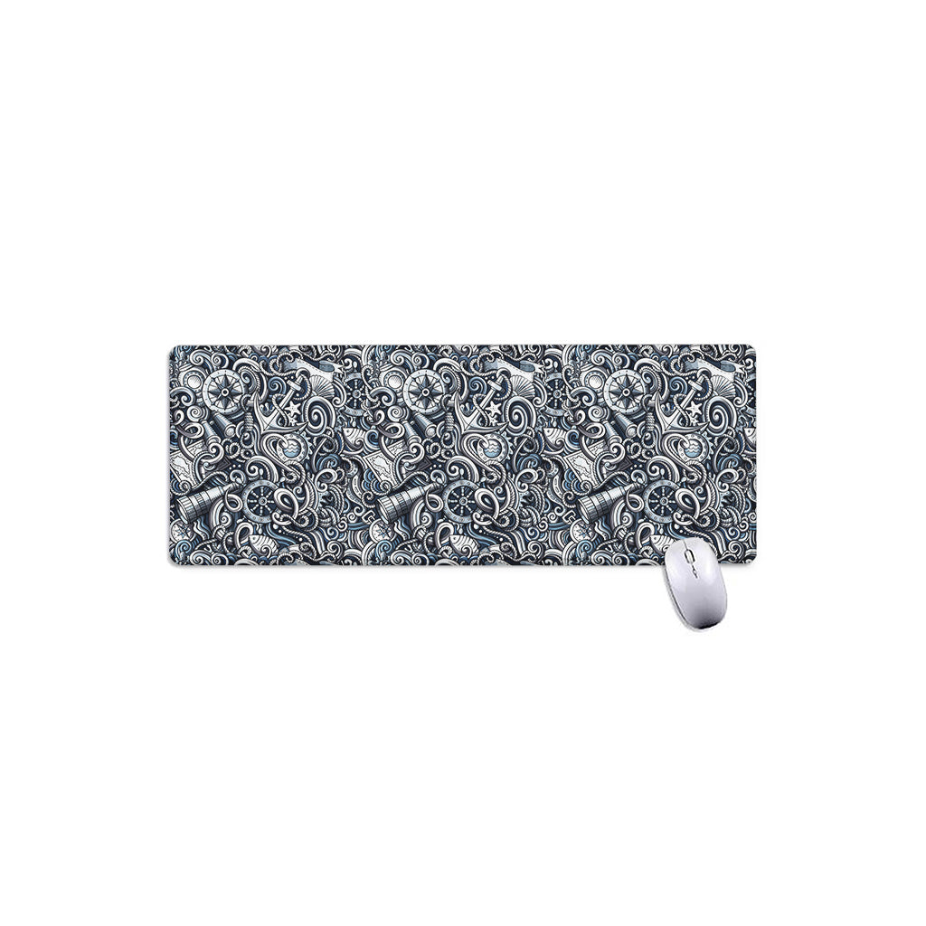 Abstract Nautical Anchor Pattern Print Extended Mouse Pad