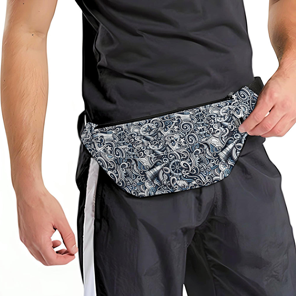 Abstract Nautical Anchor Pattern Print Fanny Pack