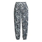 Abstract Nautical Anchor Pattern Print Fleece Lined Knit Pants