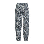 Abstract Nautical Anchor Pattern Print Fleece Lined Knit Pants