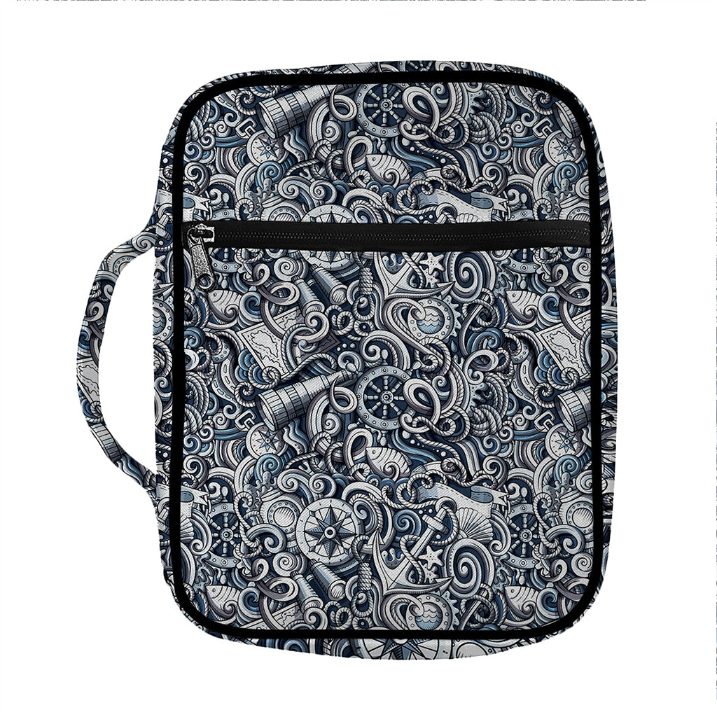 Abstract Nautical Anchor Pattern Print Front Pocket Bible Bag