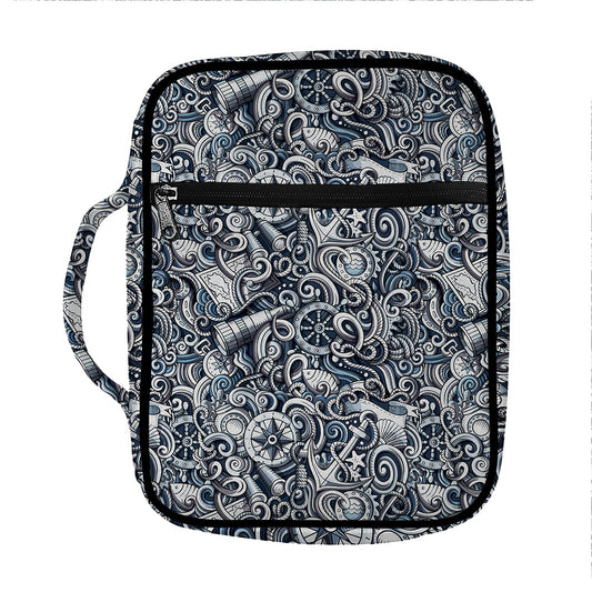 Abstract Nautical Anchor Pattern Print Front Pocket Bible Bag