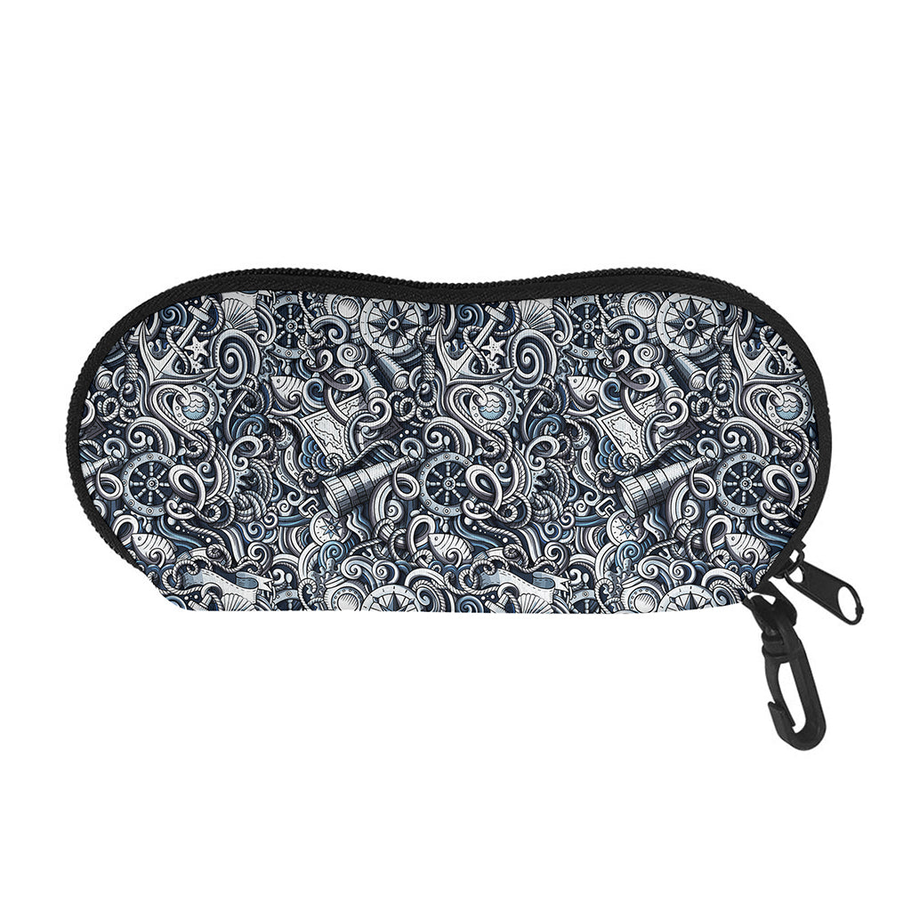 Abstract Nautical Anchor Pattern Print Glasses Case