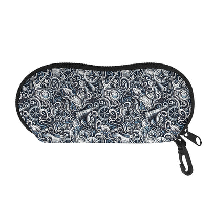 Abstract Nautical Anchor Pattern Print Glasses Case