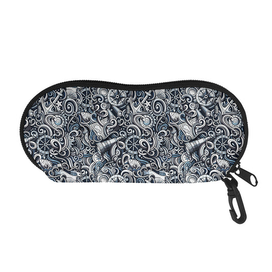 Abstract Nautical Anchor Pattern Print Glasses Case