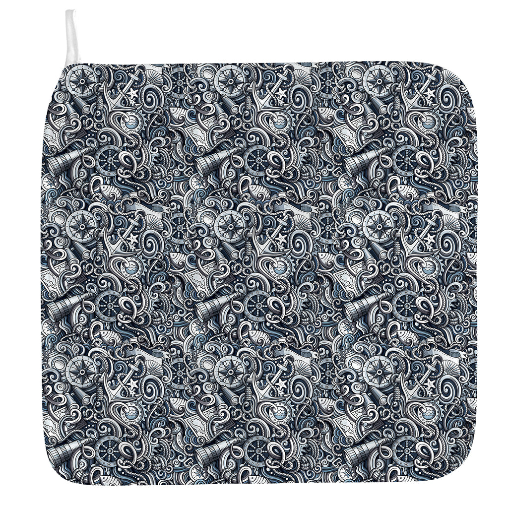 Abstract Nautical Anchor Pattern Print Hand Towel