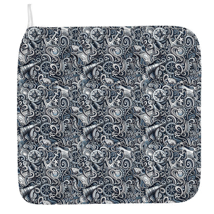 Abstract Nautical Anchor Pattern Print Hand Towel