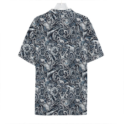 Abstract Nautical Anchor Pattern Print Hawaiian Shirt