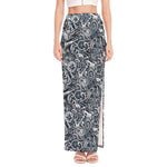 Abstract Nautical Anchor Pattern Print High Slit Maxi Skirt