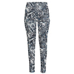Abstract Nautical Anchor Pattern Print High-Waisted Pocket Leggings