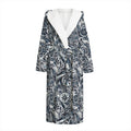 Abstract Nautical Anchor Pattern Print Hooded Bathrobe
