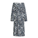 Abstract Nautical Anchor Pattern Print Hooded Bathrobe