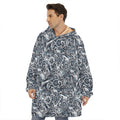 Abstract Nautical Anchor Pattern Print Hoodie Blanket
