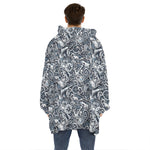 Abstract Nautical Anchor Pattern Print Hoodie Blanket