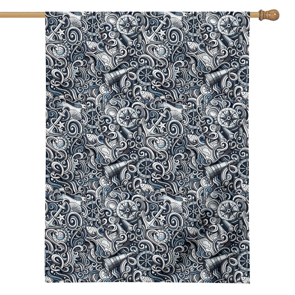 Abstract Nautical Anchor Pattern Print House Flag