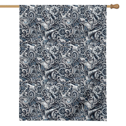 Abstract Nautical Anchor Pattern Print House Flag