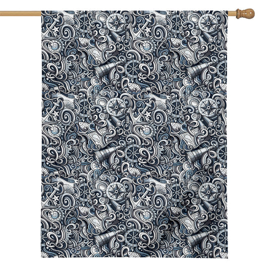 Abstract Nautical Anchor Pattern Print House Flag