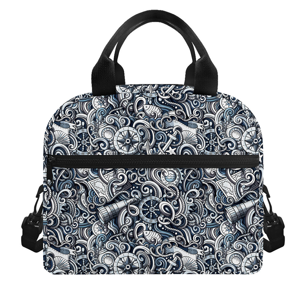 Abstract Nautical Anchor Pattern Print Insulated Lunch Bag
