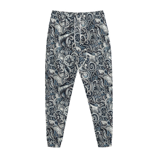 Abstract Nautical Anchor Pattern Print Jogger Pants