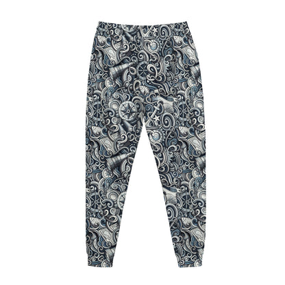 Abstract Nautical Anchor Pattern Print Jogger Pants