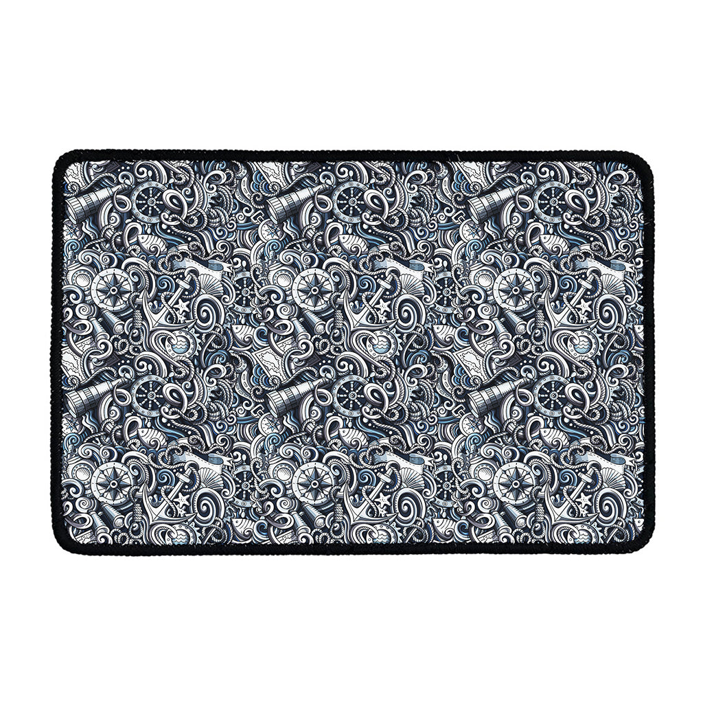 Abstract Nautical Anchor Pattern Print Kitchen Mat