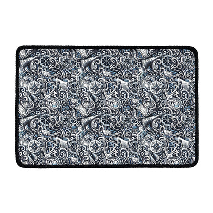 Abstract Nautical Anchor Pattern Print Kitchen Mat