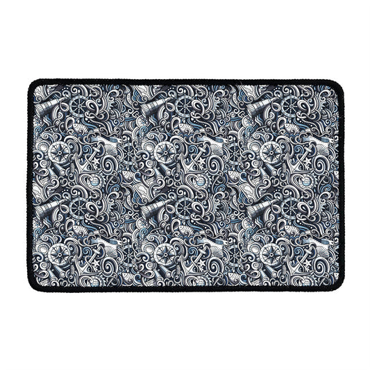 Abstract Nautical Anchor Pattern Print Kitchen Mat