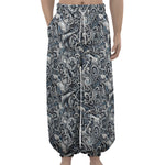 Abstract Nautical Anchor Pattern Print Lantern Pants