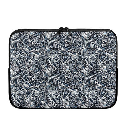 Abstract Nautical Anchor Pattern Print Laptop Sleeve