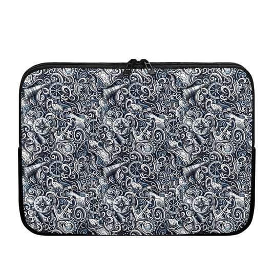 Abstract Nautical Anchor Pattern Print Laptop Sleeve
