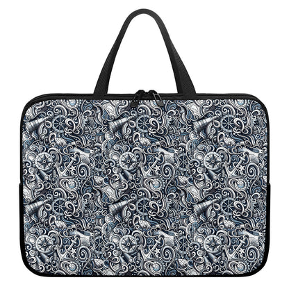 Abstract Nautical Anchor Pattern Print Laptop Sleeve With Handle