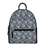Abstract Nautical Anchor Pattern Print Leather Backpack