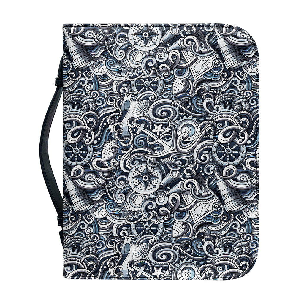 Abstract Nautical Anchor Pattern Print Leather Bible Cover