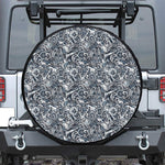 Abstract Nautical Anchor Pattern Print Leather Spare Tire Cover