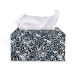 Abstract Nautical Anchor Pattern Print Leather Tissue Box Cover