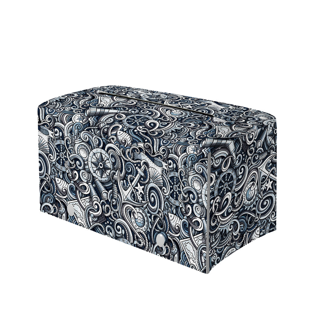 Abstract Nautical Anchor Pattern Print Leather Tissue Box Cover